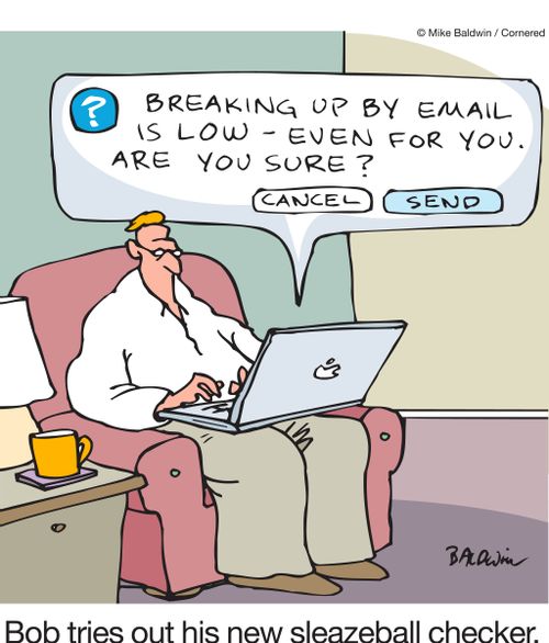 Bob tries out his new sleazeball checker.