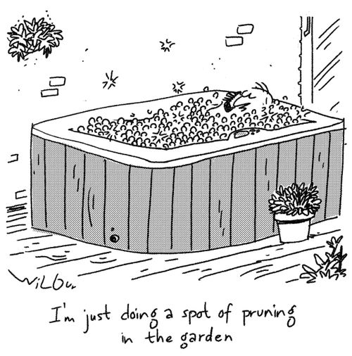 "I'm just doing a spot of pruning in the garden."