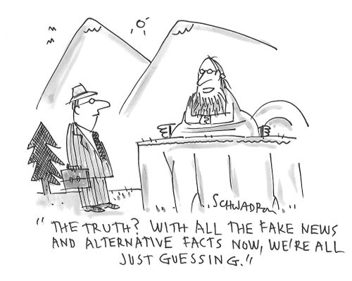 "The truth? With all the fake news and alternative facts now, we're all just guessing."