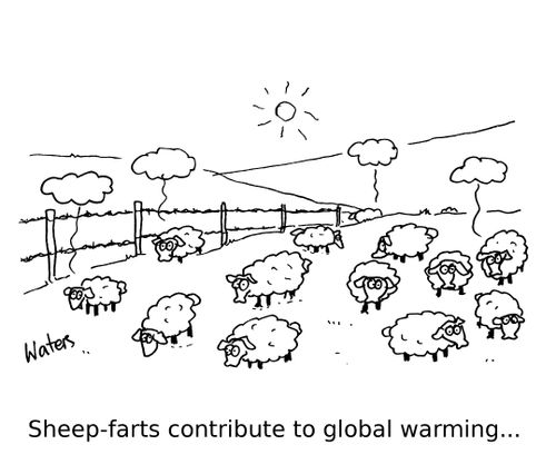 Sheep-farts contribute to global warming...
