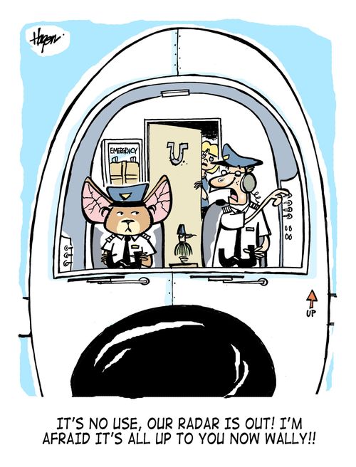 'It's no use, our radar is out! I'm afraid it's all up to you now Wally!!'
