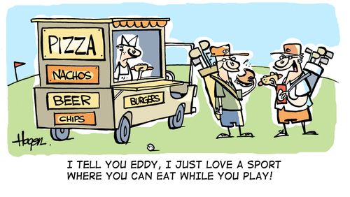 'I tell you Eddy, I just love a sport where you can eat while you play.'
