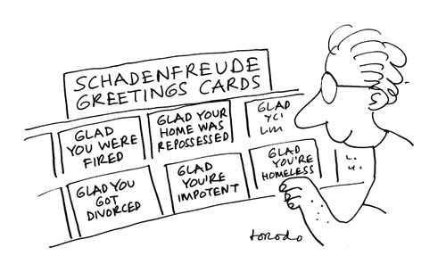 Schadenfreude greetings cards.