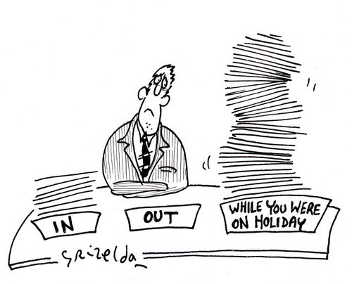 In-tray, Out-tray, While you were on holiday-tray