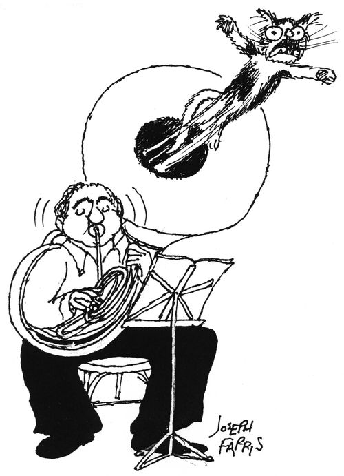 Cat Shoots out of Tuba.