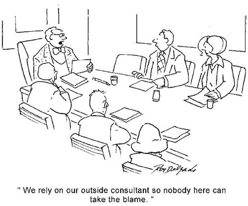 'We rely on our outside consultant so nobody here can take the blame.'