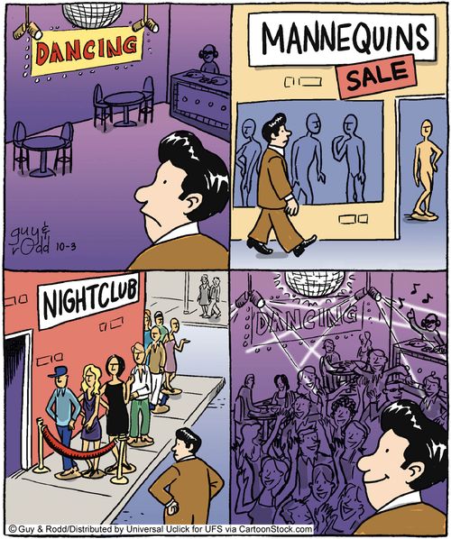 Savvy Businessman uses mannequins to make his club look popular.