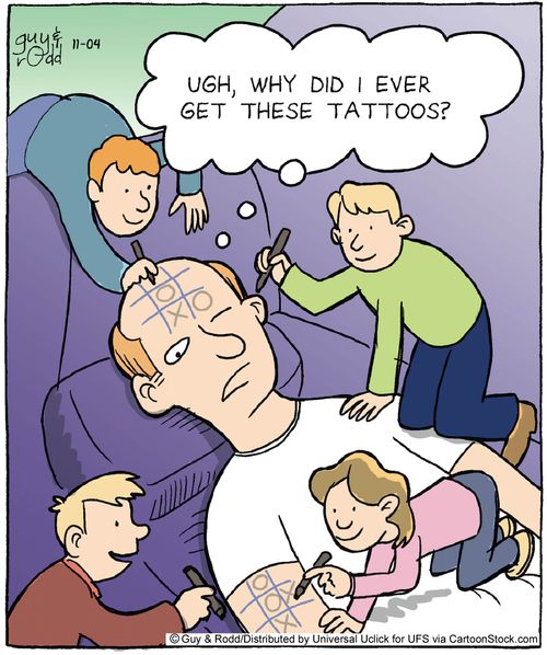 'Ugh, why did I ever get these tattoos?'