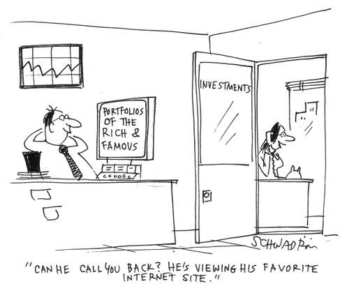 'Can he call you back? He's viewing his favourite internet site.'