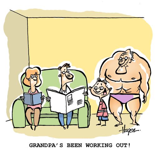 'Grandpa's been working out!'