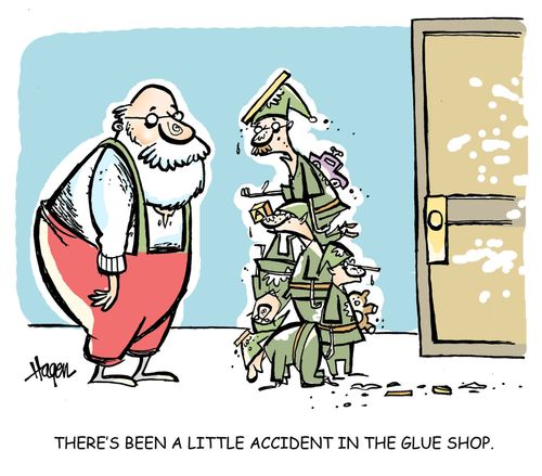 'There's been a little accident in the glue shop.'