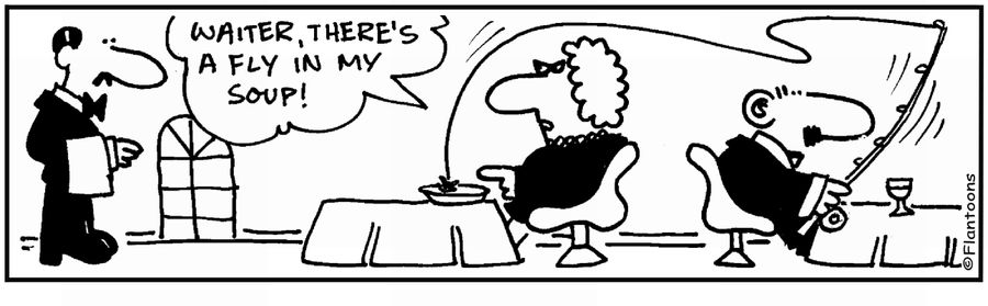 'Waiter, there's a fly in my soup.' Fly fisherman.