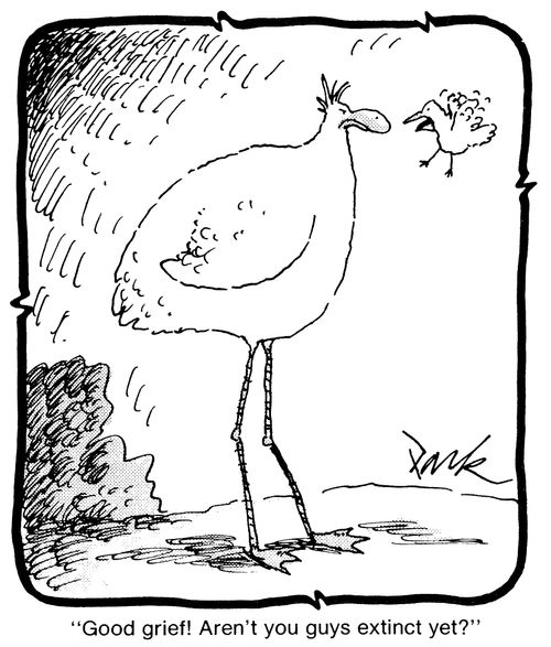 'Good grief! Aren't you guys extinct yet?'