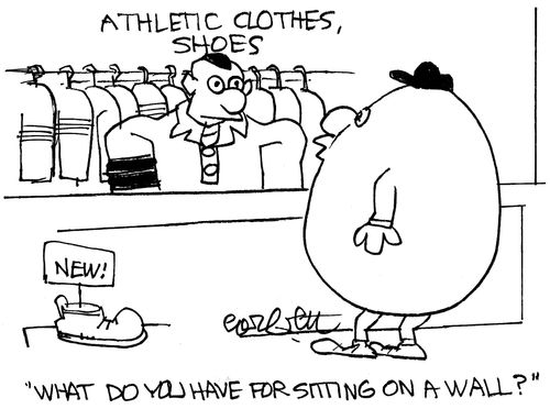 Athletic clothes...shoes: 'What do you have for sitting on a wall?'