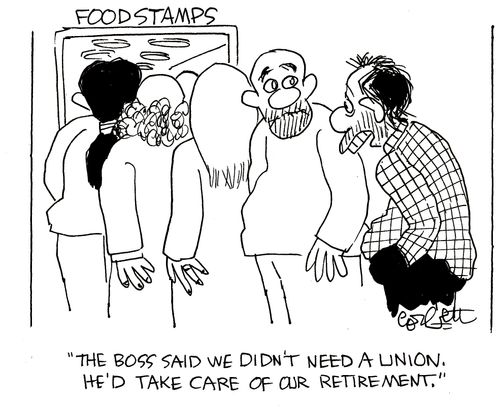 Food stamps: 'The boss said we didn't need a union, he'd take care of our retirement.'  