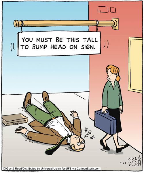 You must be this tall to bump head on sign.