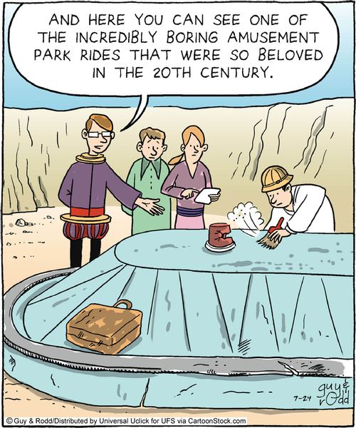 'And here you can see one of the incredibly boring amusement park rides that were so beloved in the 20th century.'