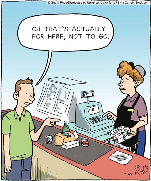 'Oh that's actually for here, not to go.'