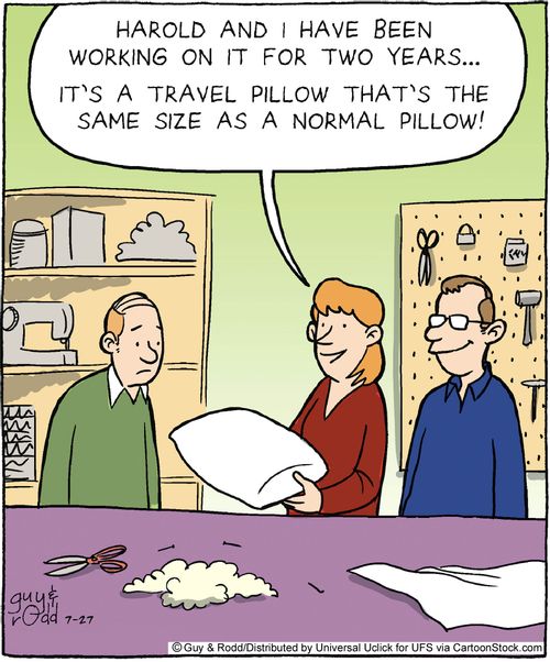 'Harold and I have been working on it for two years... It's a travel pillow that's the same size as a normal pillow.'