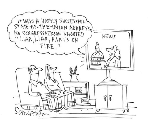 'It was a highly successful state-of-the-union address no congressperson shouted 'Liar, liar, pants on Fire.''