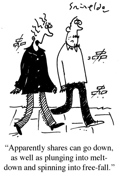 "Apparently shares can go down, as well as plunging into meltdown and spinning into free-fall."