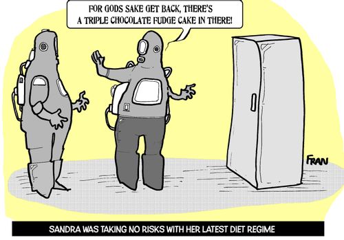 'For gods sake get back, there's a triple chocolate fudge cake in there!'