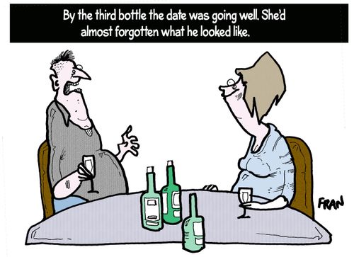 By the third bottle the date was going well. She'd almost forgotten what he looked like.