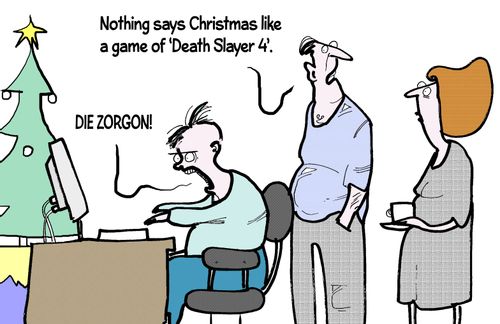 'Nothing says Christmas like a game of 'Death Slayer 4'.'