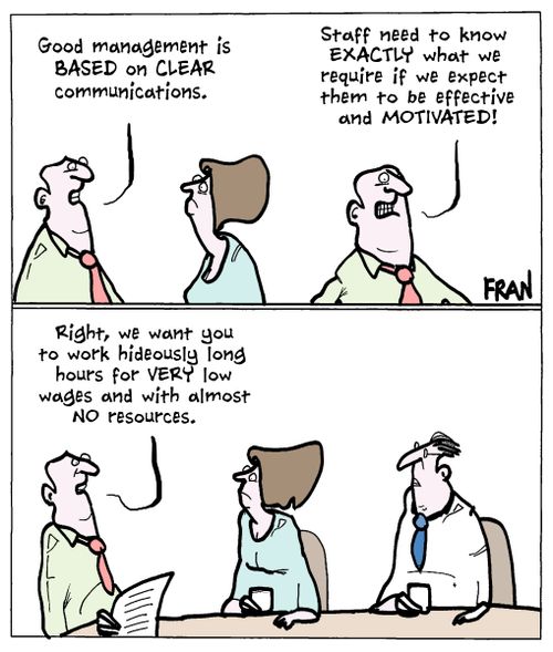 'Good management is based on clear communications...staff need to know exactly what we require if we expect them to be effective and motivated!'