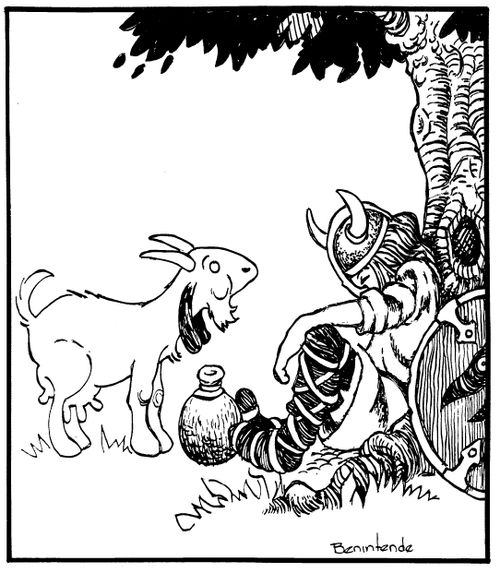 Bill Goat Challenging a Viking