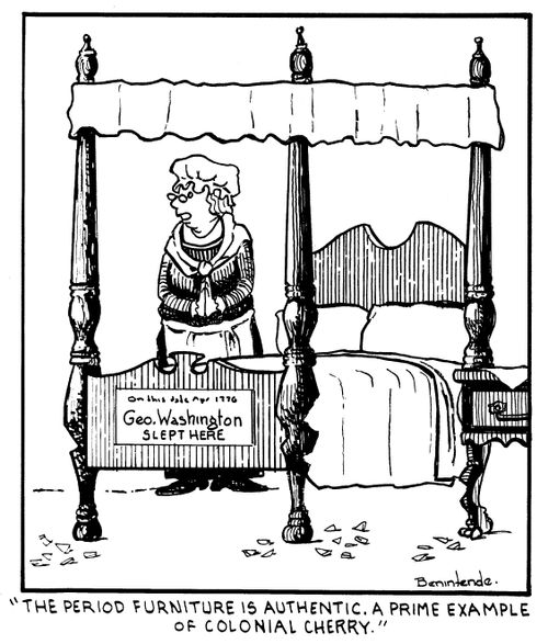 "The period furniture is authentic. A prime example of colonial cherry."