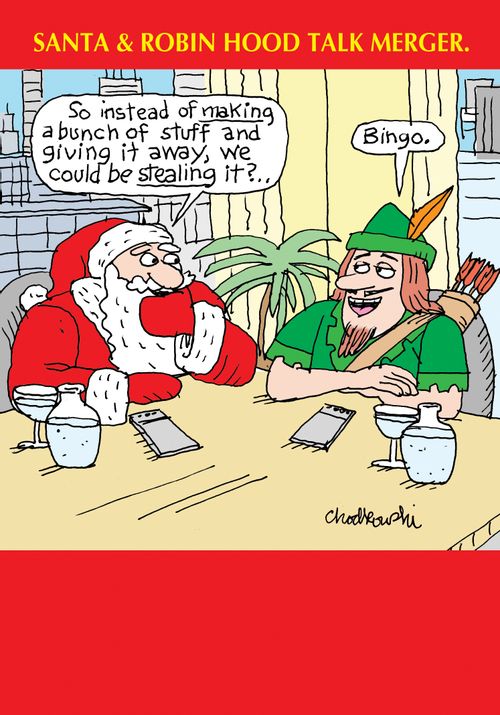 Santa and Robin Hood Talk Merger.