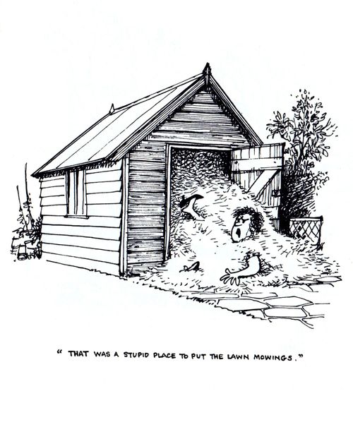 "That was a stupid place to put the lawn mowings."