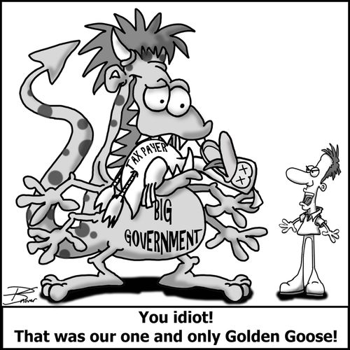 "You idiot! That was our one and only Golden Goose!"