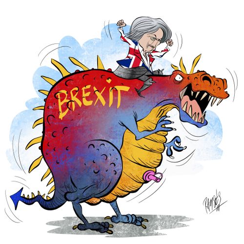 Theresa May tries to tame the Brexit dinosaur.