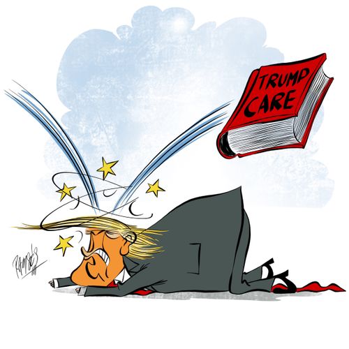 Trump has the Trump Care book thrown at him.