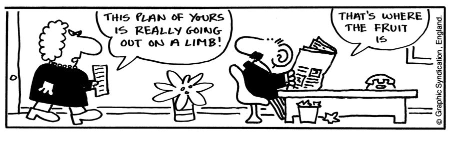 'This plan of your is really going out on a limb!' 'That's where the fruit is.'