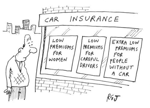 Car insurance company offering 'extra low premiums for people without a car'.