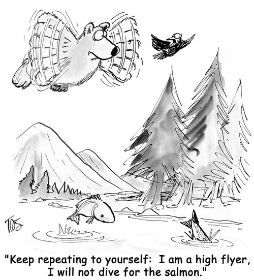 'Keep repeating to yourself:  I am a high flyer, I will not dive for the salmon.'