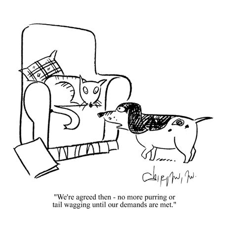 'We're agreed then - no more purring or tail wagging until our demands are met.'