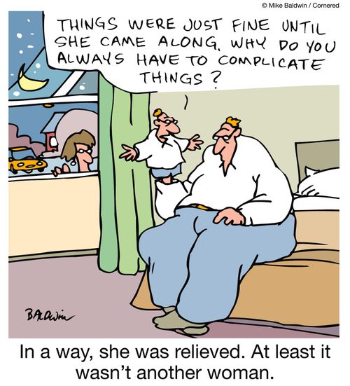 In a way, she was relieved. At least it wasn't another woman.
