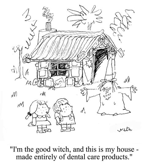 'I'm the good witch, and this is my house - made entirely out of dental care products.'