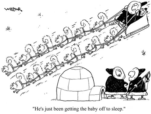 'He's just been getting the baby off to sleep.'