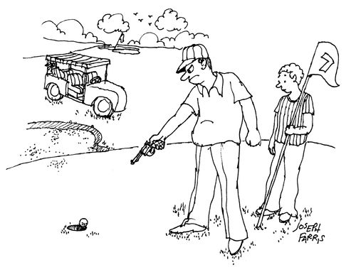 Angry golfer with gun