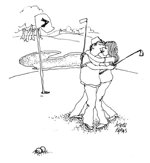 Kissing on the golf course