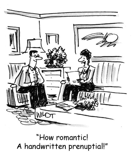 "How romantic! A handwritten prenuptial!"