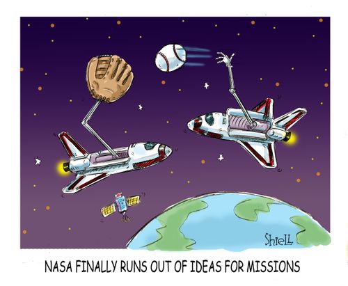 'Nasa finally runs out of ideas for new missions'.  Colour