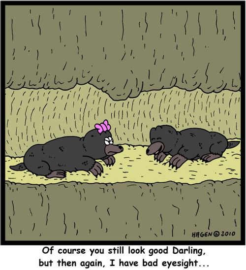 'Of course you still look good Darling, but then again, I have bad eyesight...'