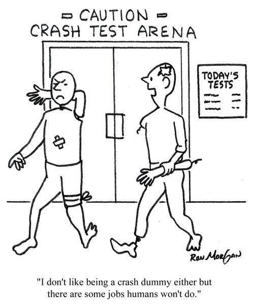 'I don't like being a crash test dummy either but there are some jobs humans won't do.'