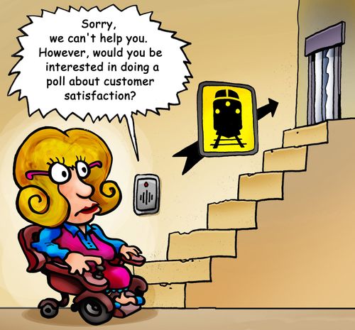 "We can't help you, but would you be interested in doing a poll about customer satisfaction?"